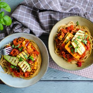 Pasta met gegrilde courgette